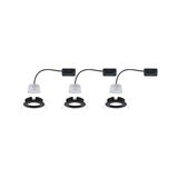 Trois spots encastrés noirs avec modules LED blancs et câbles pour éclairage intérieur moderne