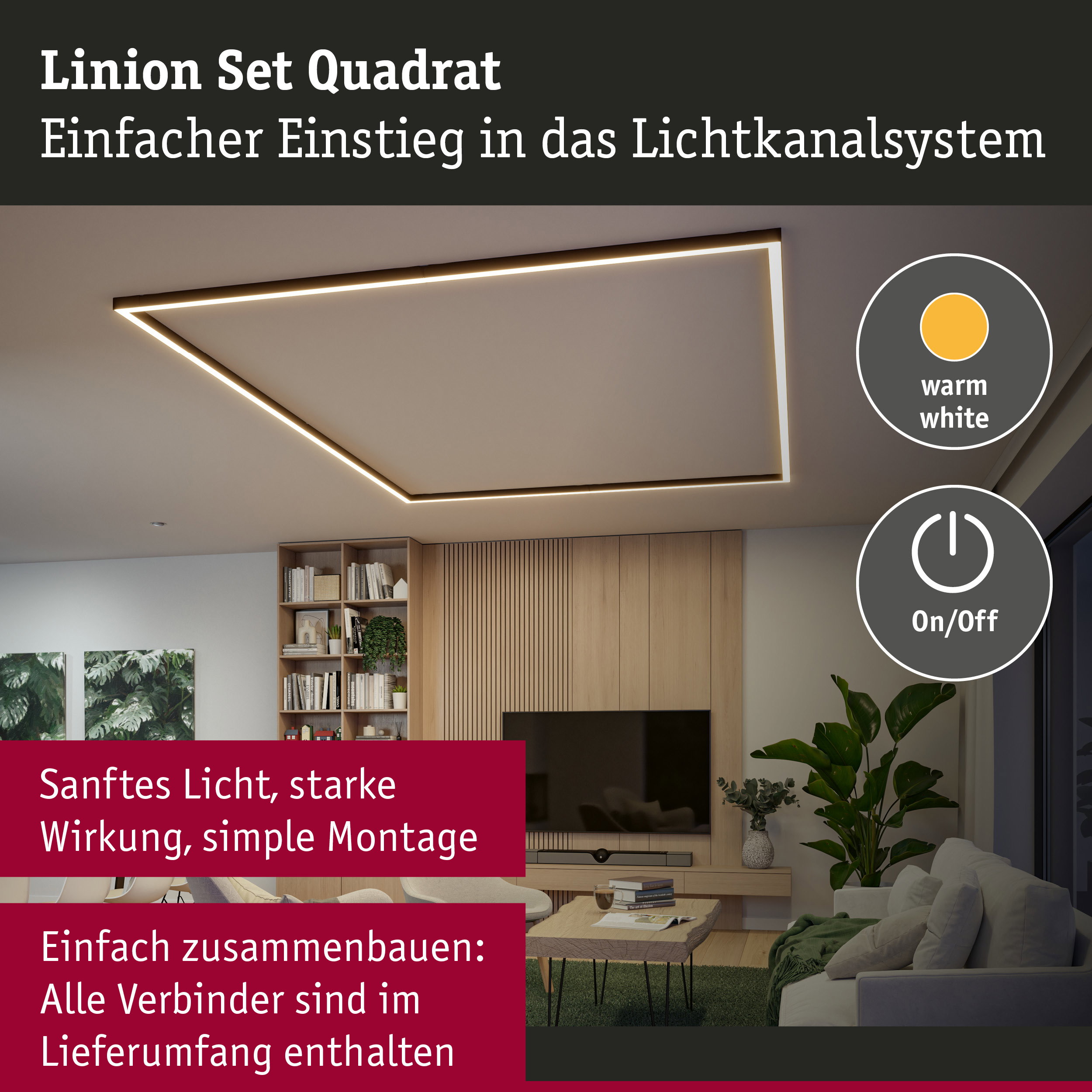 Linion Lichtkanal Quader Komplettset 230/24V W 3000K Signalschwarz