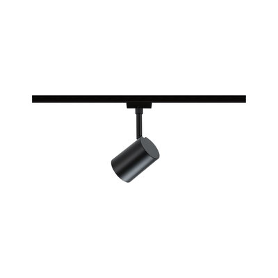 Black aluminum spotlight on track system for flexible indoor LED lighting solutions