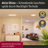 Atria Shine LED-Deckenleuchten mit schwebender Backlight-Optik und warmweißem Licht 3000K im modernen Wohnzimmer