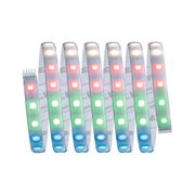 Bunte LED-Lichtleiste mit flexibler, transparenter Kunststoffummantelung für dekorative Beleuchtung.