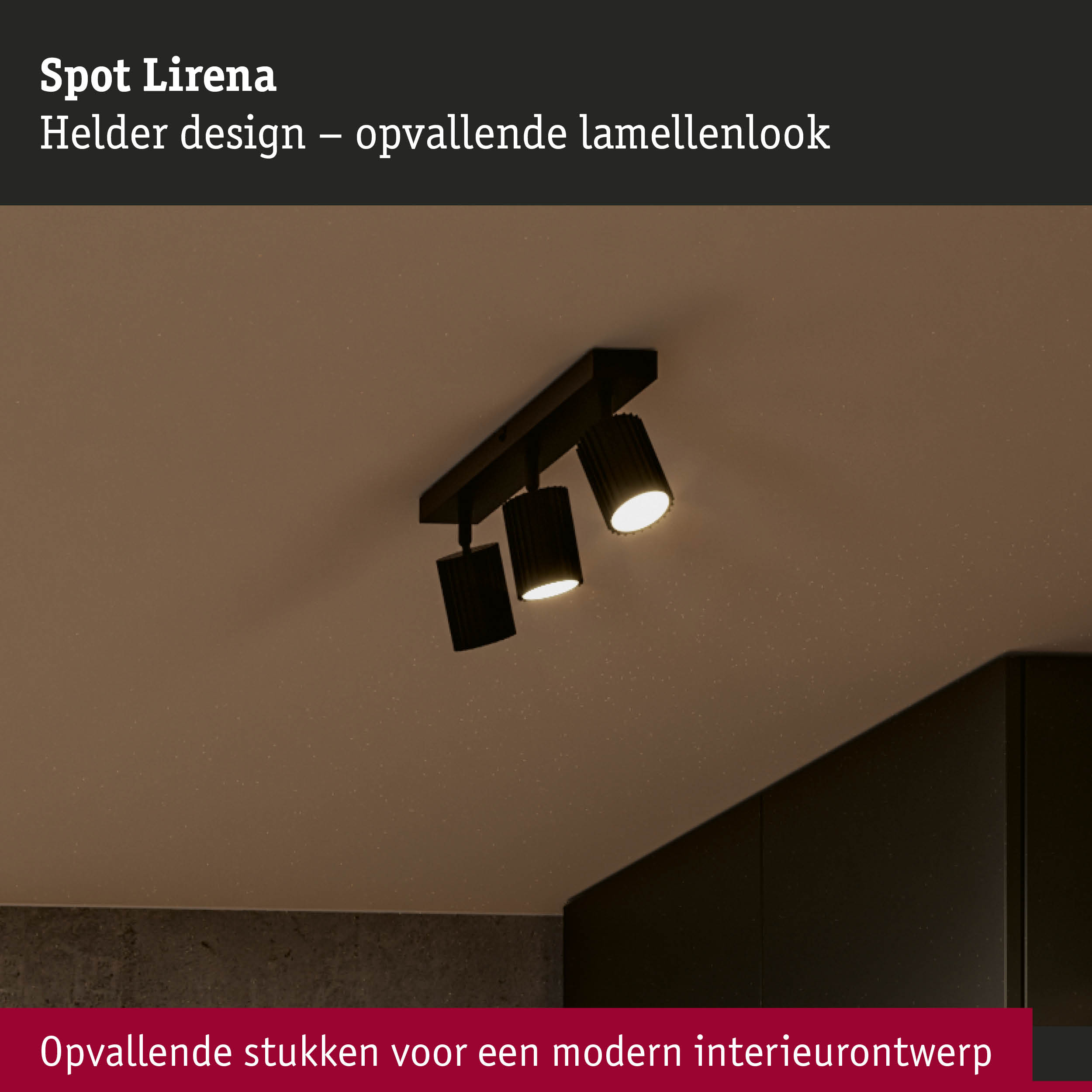 Zwarte Spot Lirena met opvallende lamellenlook voor moderne binnenverlichting