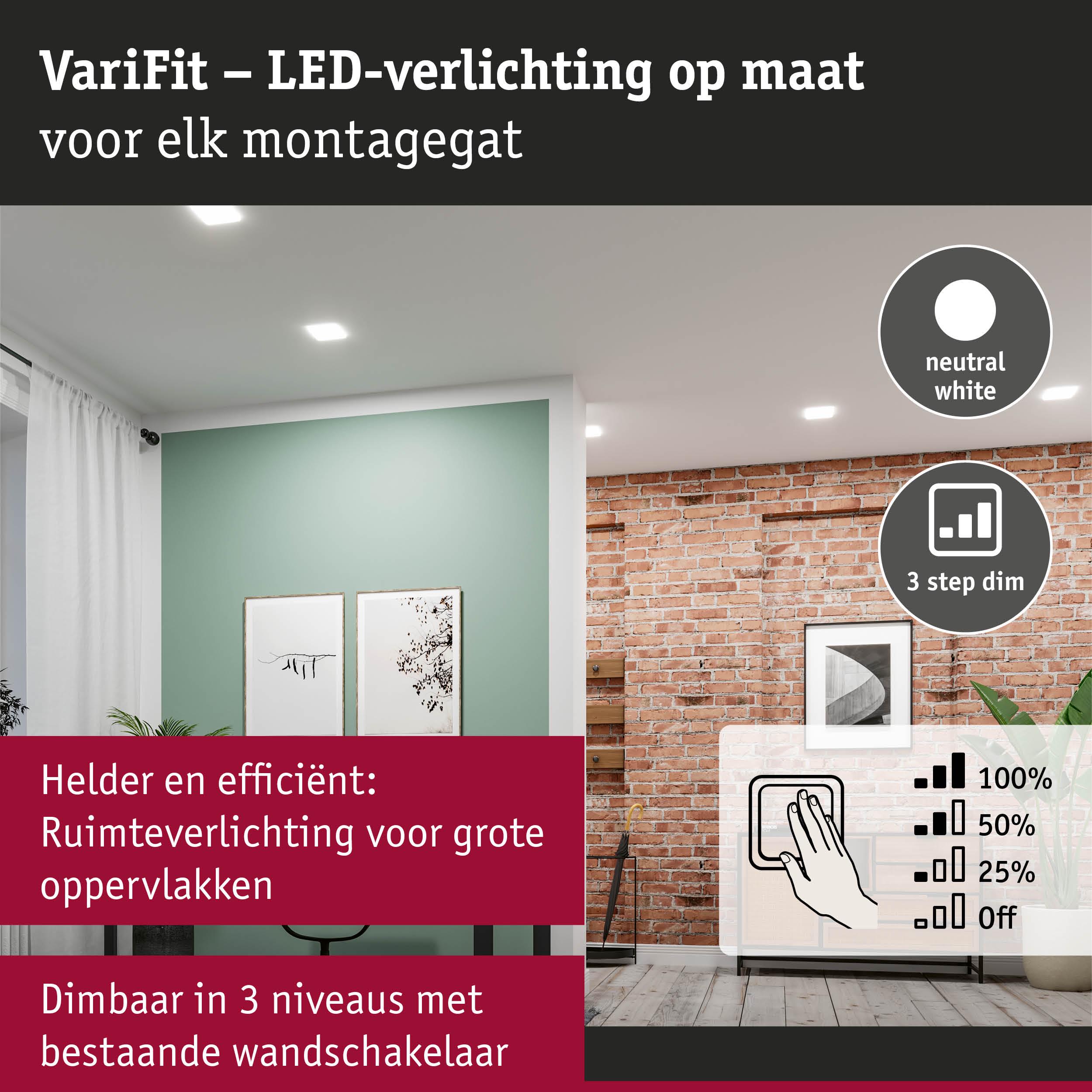 LED-plafondverlichting in neutraal wit met 3-traps dimfunctie voor heldere ruimteverlichting