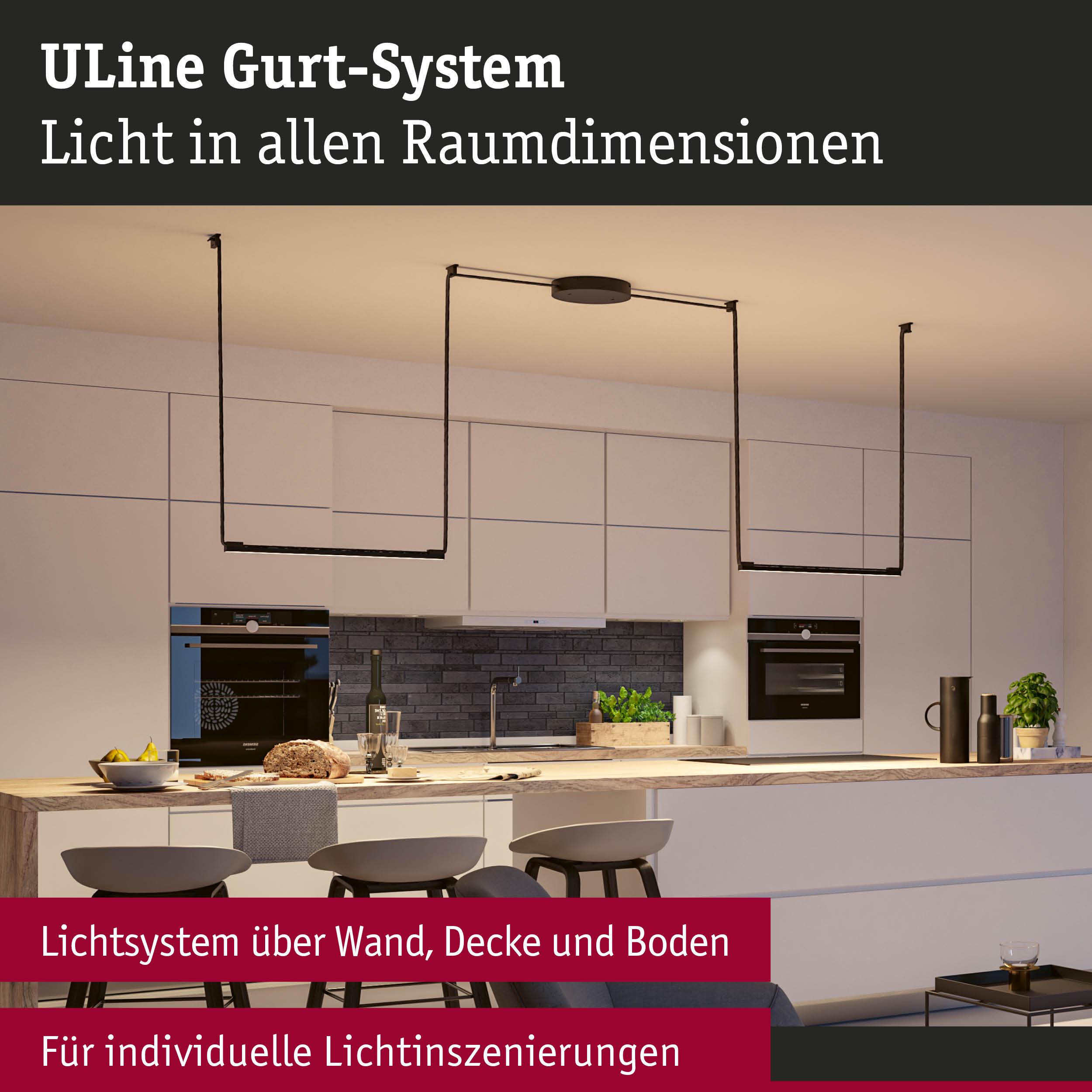 Moderne Küche mit ULine Gurt-System Lichtinstallation in Schwarz für individuelle Lichtinszenierungen