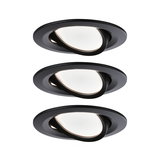 Trois spots encastrés noirs avec diffuseur blanc en plastique pour éclairage LED moderne