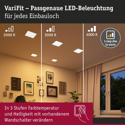 VariFit LED-Deckenleuchten in drei Farbtemperaturen 2000K, 3000K und 4000K mit Dimmerfunktion
