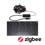 Schwarze LED-Lichterkette mit Steuerbox und Steckverbinder, geeignet für smarte Zigbee Beleuchtung.