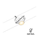 White LED cable spotlight with round metal holder for flexible lighting, bulb not included