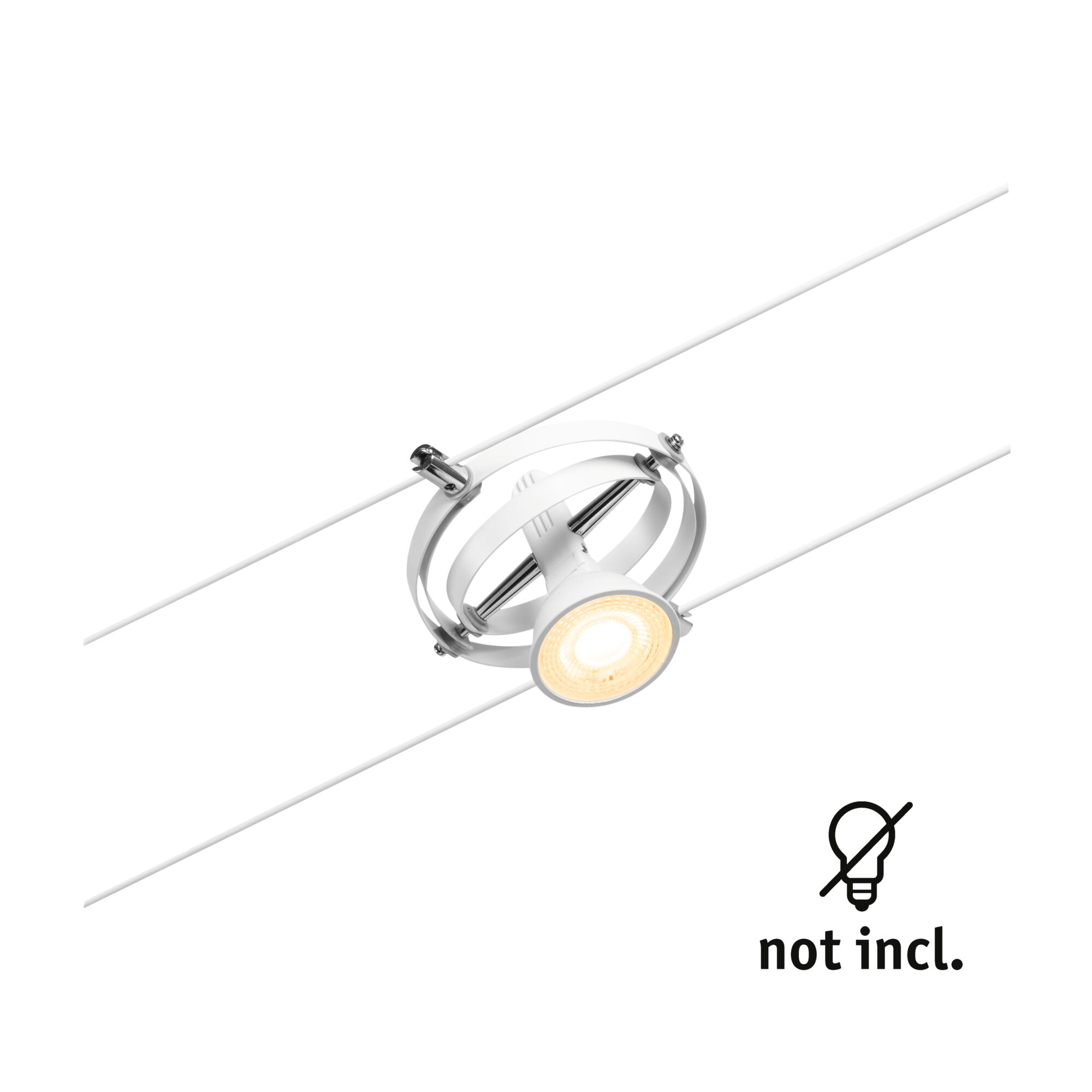 Modern white LED spotlight with adjustable ring and metal details for versatile lighting solutions