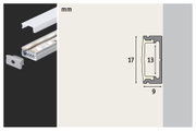 Aluminum LED profile with milky diffuser and end cap, dimensions 17x9 mm, LED strip lighting accessory