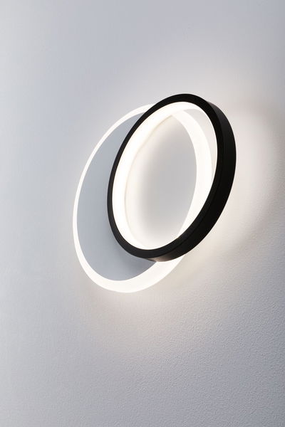 Moderner schwarzer LED-Wandleuchter mit rundem Design und warmweißem Licht für stilvolle Raumbeleuchtung