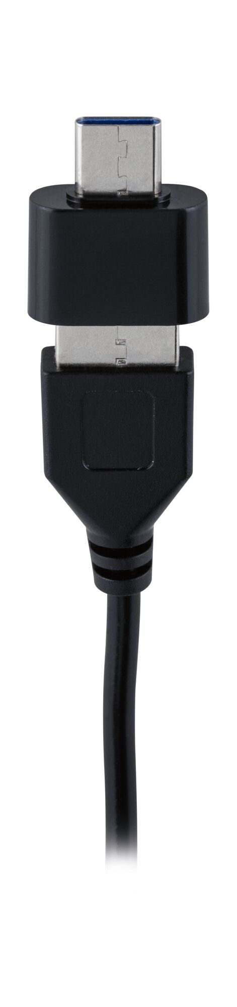 Zwarte USB-C adapterkabel met stevige connector voor snelle gegevensoverdracht en opladen