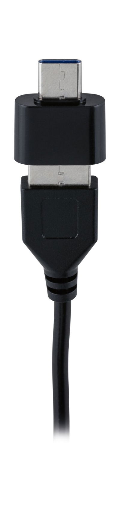 Zwarte USB-C adapterkabel met stevige connector voor snelle gegevensoverdracht en opladen