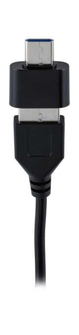 Black USB-C adapter cable with sturdy connector for fast data transfer and charging