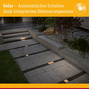 Solar LED Bodeneinbauleuchte Sorea Dämmerungssensor IP67 eckig 200x100mm 2200K 0,3W 14lm 3,7V Eisen gebürstet ABS/Polycarbonat/Edelstahl