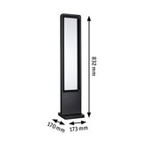 Applique LED extérieure noire en plastique au design rectangulaire de 832x173x170 mm