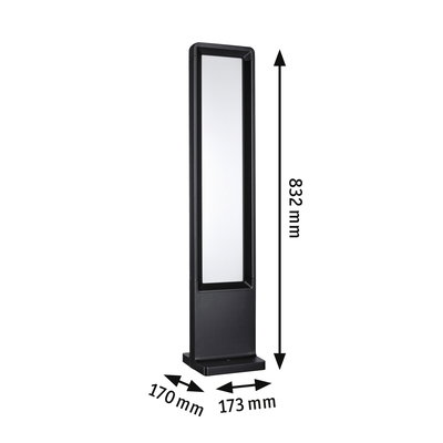 Applique LED extérieure noire en plastique au design rectangulaire de 832x173x170 mm