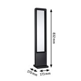 Black LED outdoor light in plastic with rectangular design measuring 832x173x170 mm