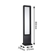 Schwarze LED-Außenleuchte aus Kunststoff mit rechteckigem Design und Maßen 832x173x170 mm