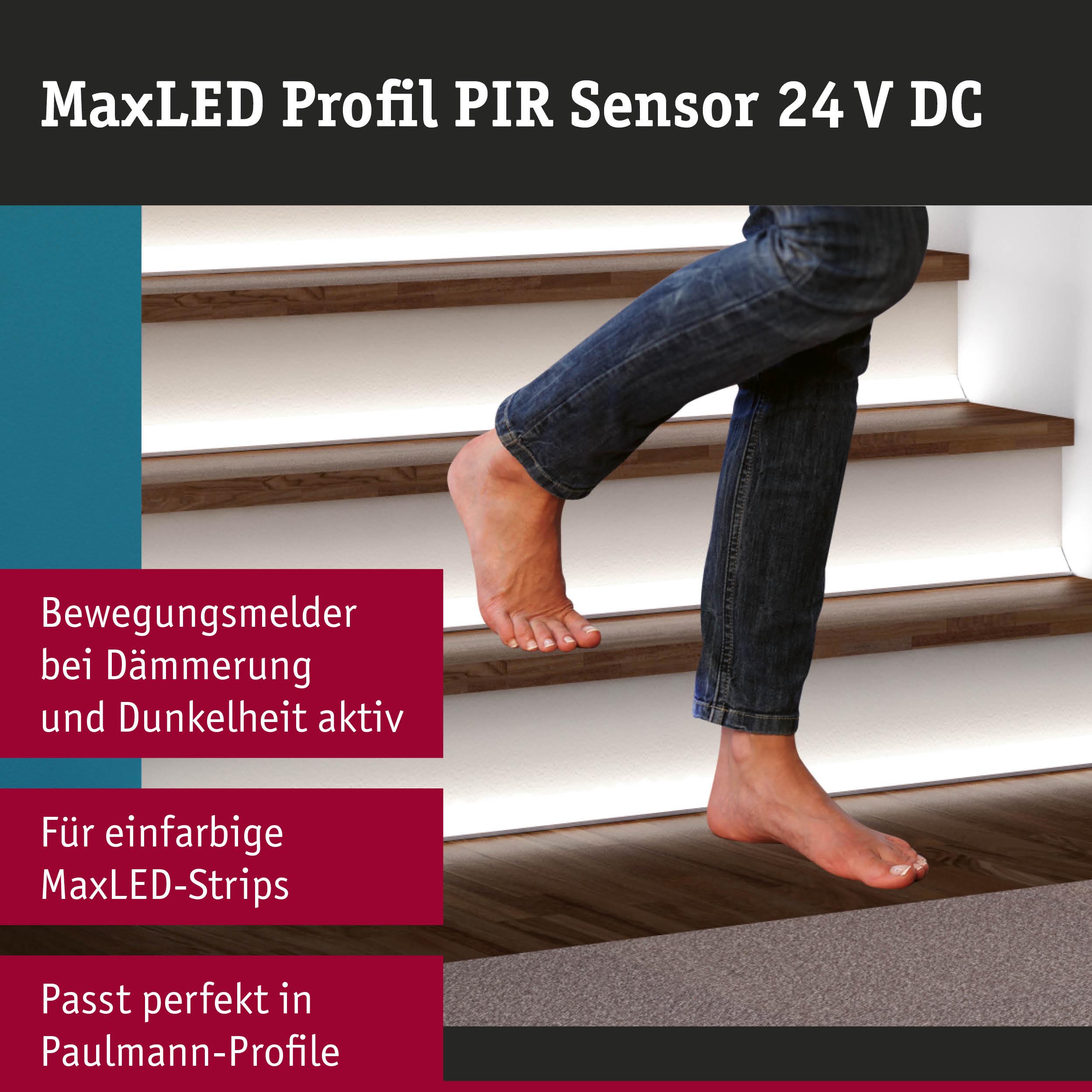 MaxLED Profil PIR Sensor 24 V DC für einfarbige LED-Strips mit Bewegungsmelder bei Dunkelheit