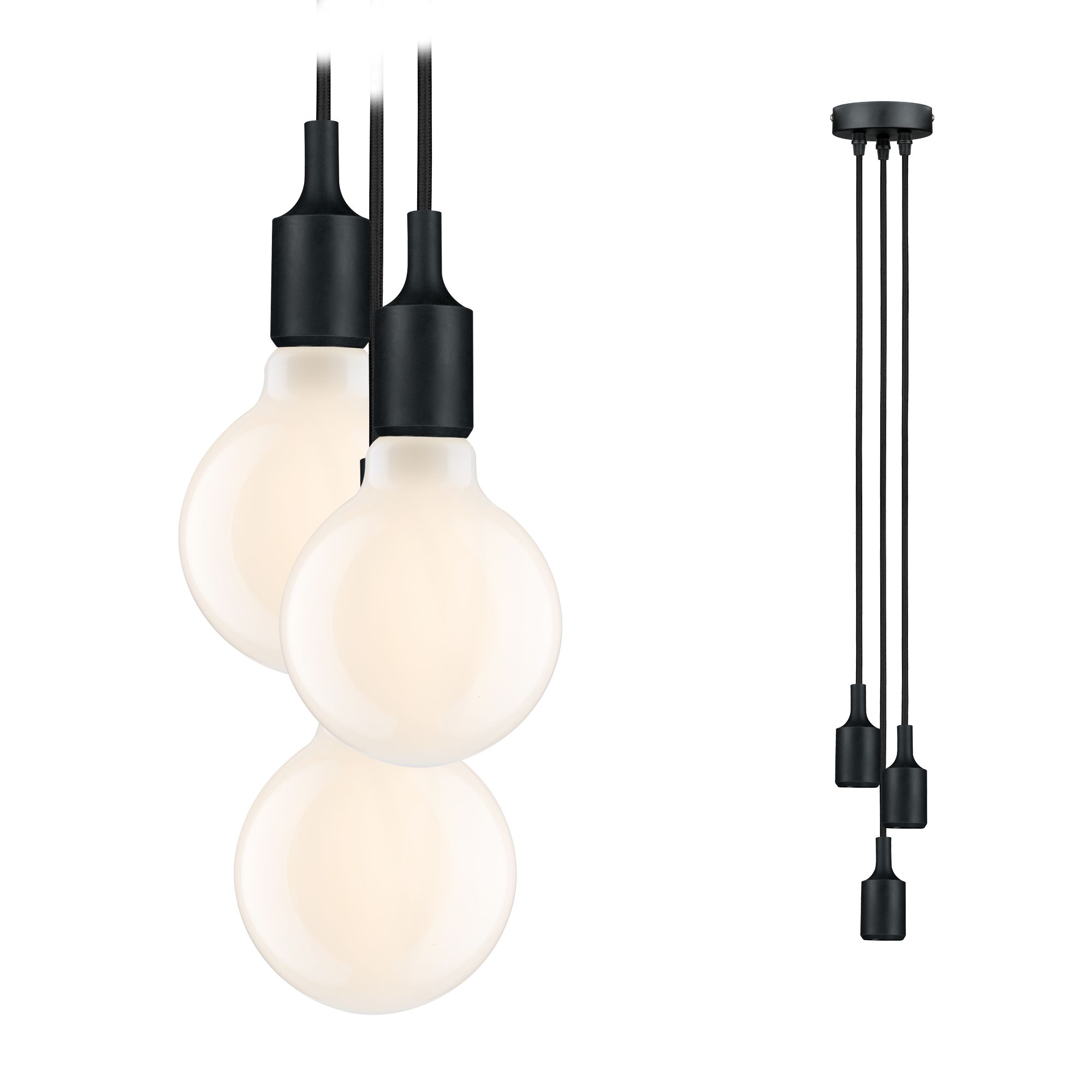 Wissen krant hoogtepunt Hanglamp Stoffen kabel E27 max. 3x20W Zwart dimbaar