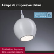 Lampe suspension Shima blanche en métal LED pour salle de bain au design moderne et finition haut de gamme