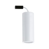 Projecteur LED cylindrique blanc en métal avec câble de connexion noir pour éclairage intérieur