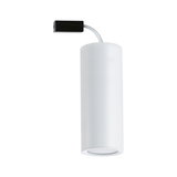 Projecteur LED cylindrique blanc en métal avec câble de connexion noir pour éclairage intérieur