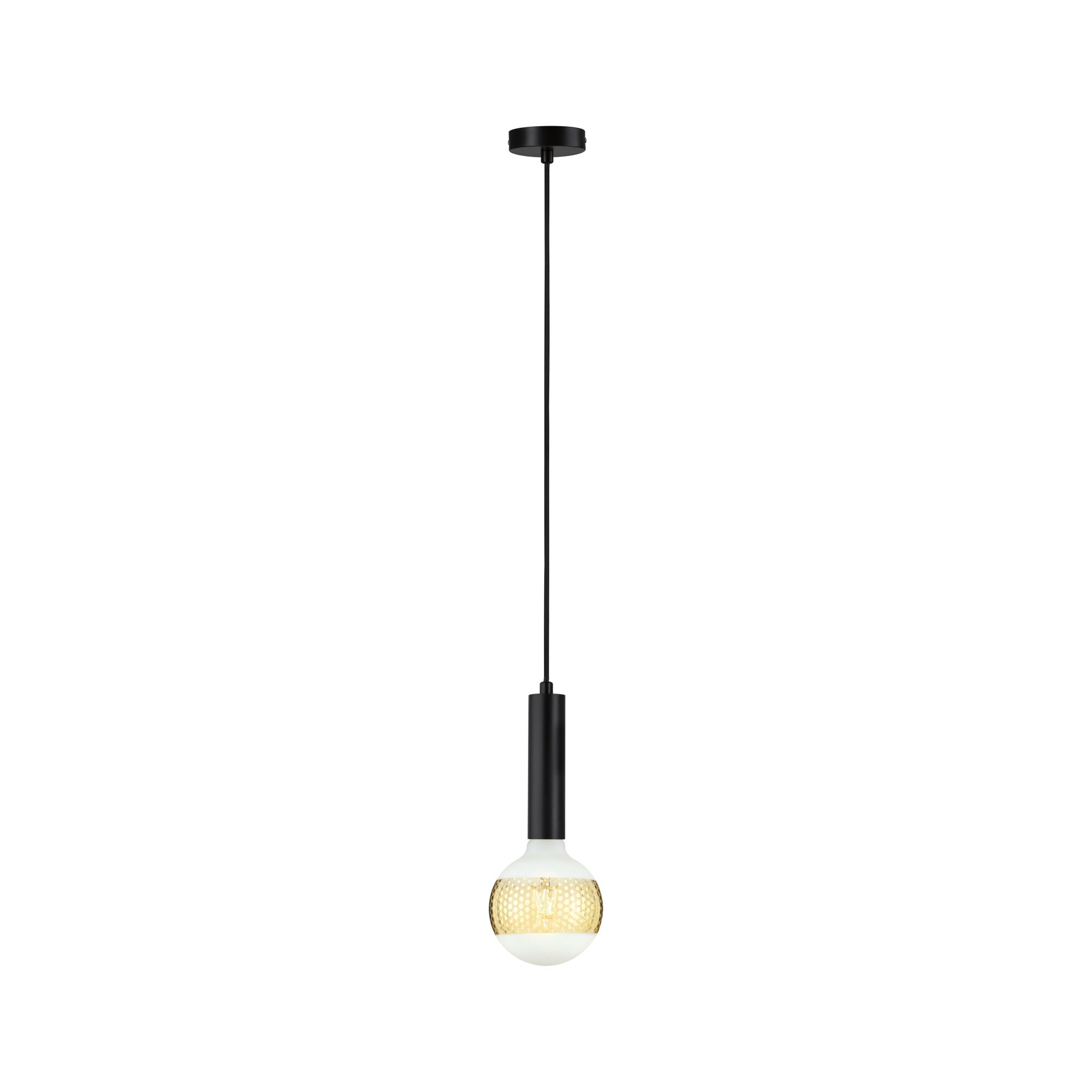 Moderne Pendelleuchte mit schwarzem Metall und warmweißem LED-Glühbirnen-Design für Wohnräume