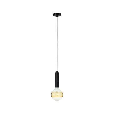 Moderne Pendelleuchte mit schwarzem Metall und warmweißem LED-Glühbirnen-Design für Wohnräume
