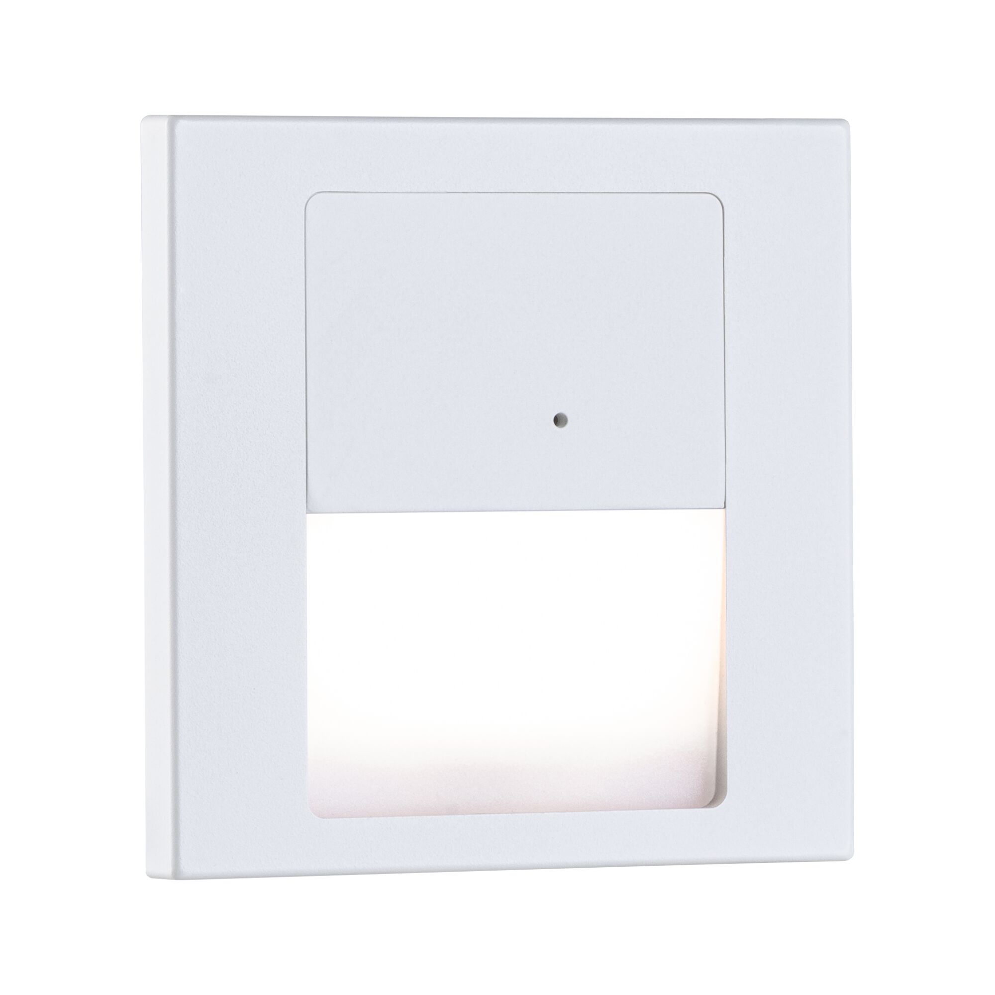 Witte vierkante LED-wand inbouwlamp van kunststof met warm wit licht voor trapverlichting