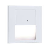 White square LED wall recessed light made of plastic with warm white light for stairway illumination