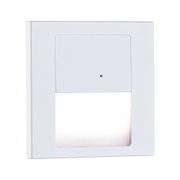 White square LED wall recessed light made of plastic with warm white light for stairway illumination