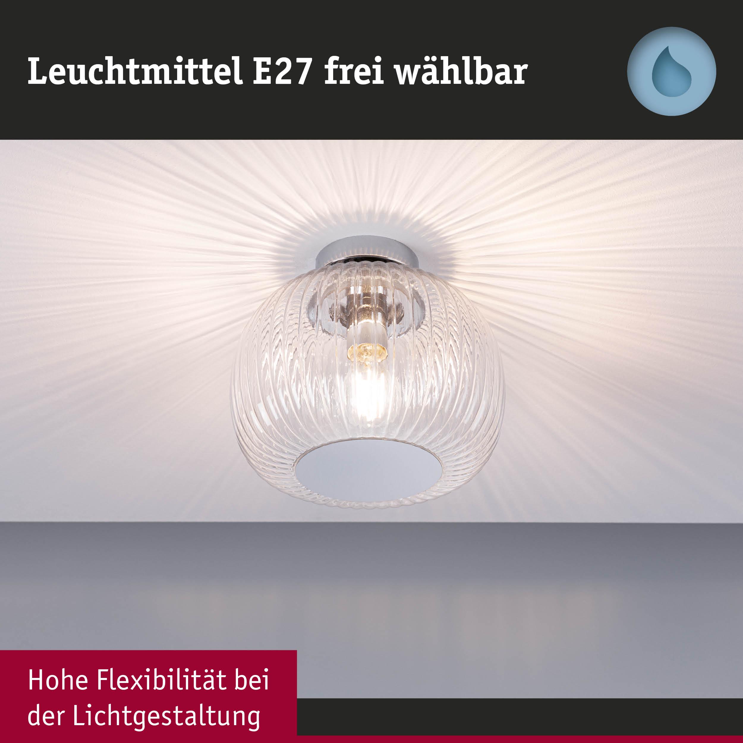 Deckenleuchte mit klarem geriffeltem Glas und E27 Fassung für flexible Lichtgestaltung im Raum