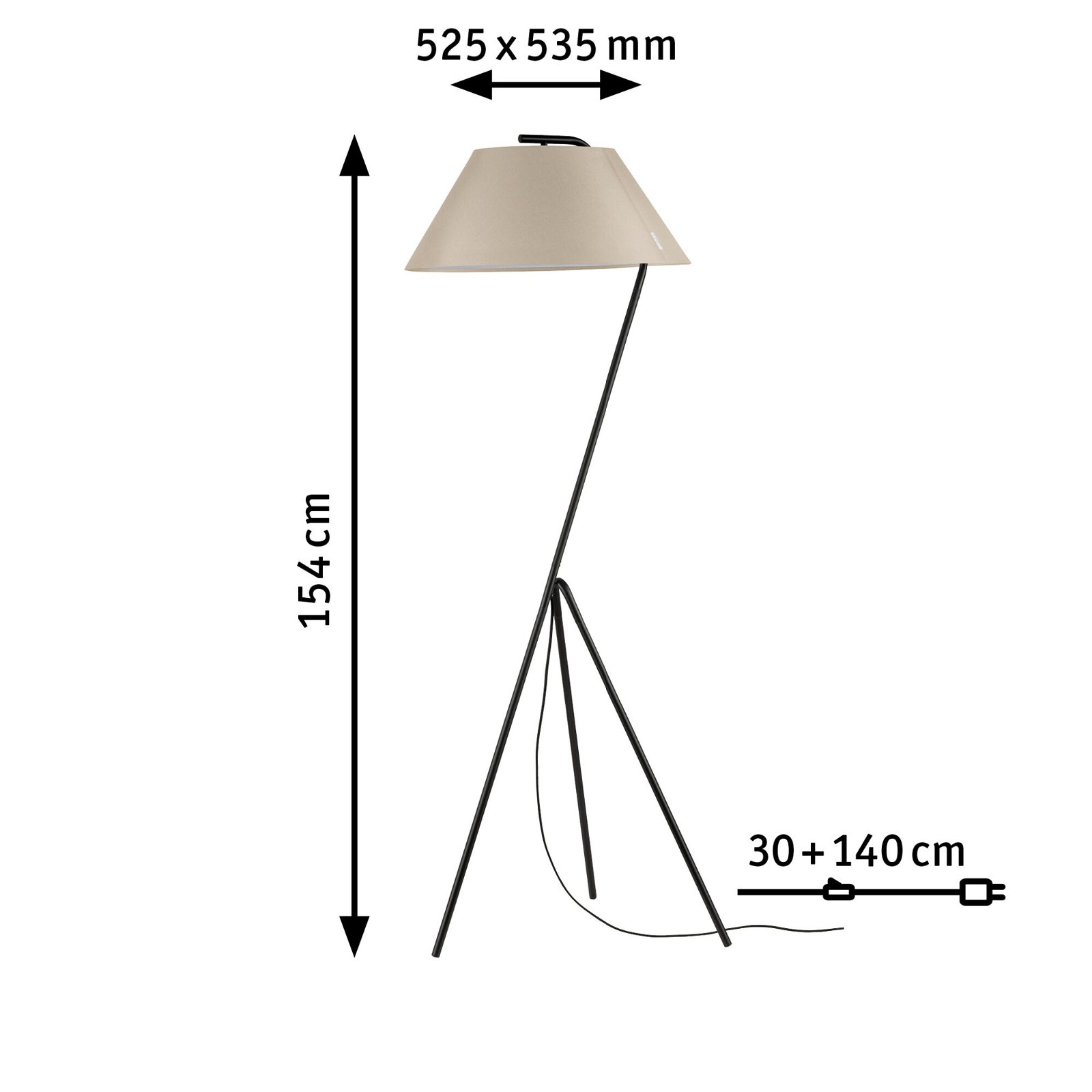 Neordic Staande lamp Narve E27 max. 60W Beige/Zwart Textiel/Metaal