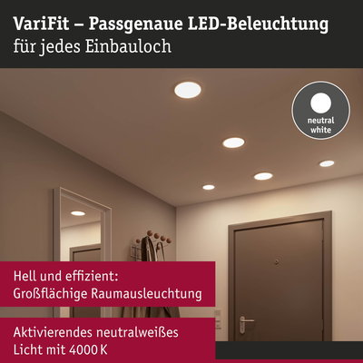 VariFit LED-Einbauleuchten in neutralweiß 4000K für helle, effiziente Raumbeleuchtung im Flur