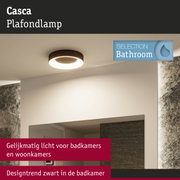 Zwarte Casca metalen LED-plafondlamp met gelijkmatig licht voor badkamer en woonkamer