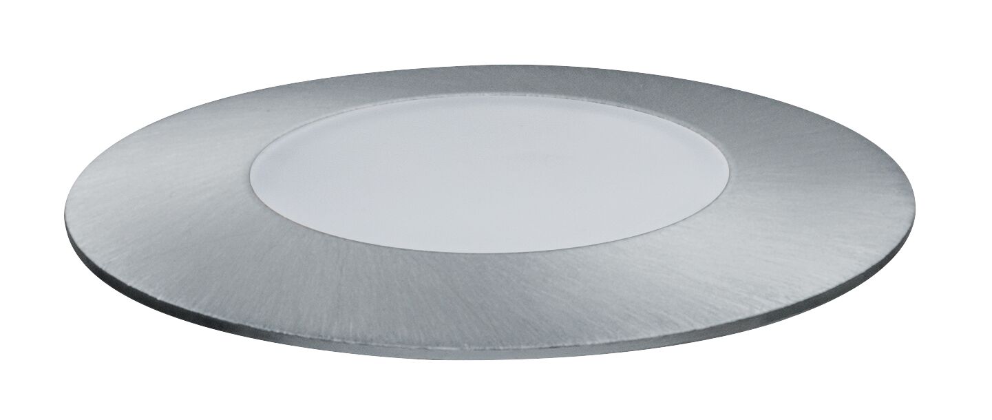 Rundes LED-Einbaupanel aus gebürstetem Aluminium in Silber mit weißem Diffusor für moderne Beleuchtung