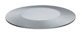 Round LED recessed panel in brushed silver aluminium with white light diffuser