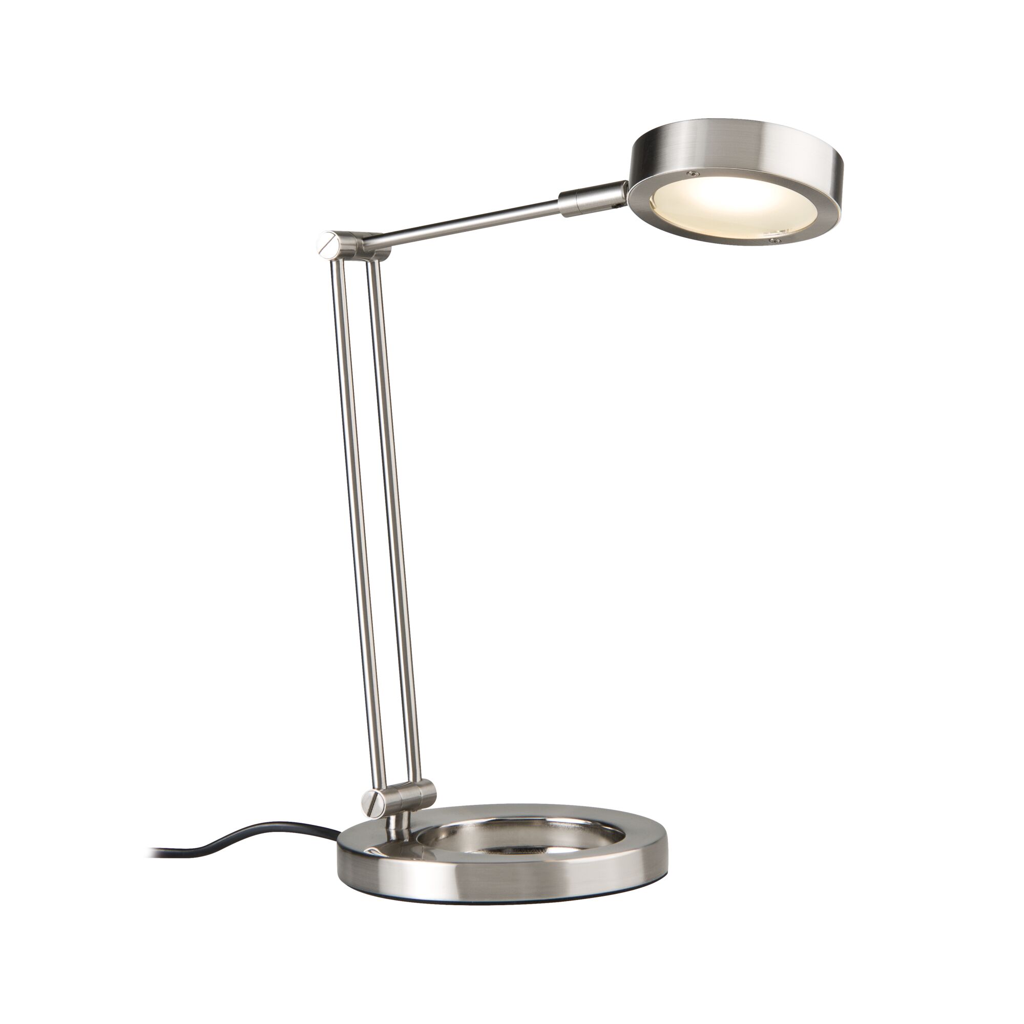 Oświetlenie biurkowe LED Zed Lampa 3000K 359lm 5W żelazo szczotkowane Modern LED desk lamp in brushed stainless steel with round light head and adjustable arm