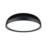 Runde Deckenleuchte aus schwarzem Metall mit weißem Diffusor für modernes Raumlicht