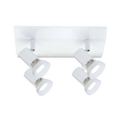Weiße Deckenleuchte mit vier verstellbaren Spots aus Metall für moderne Raumbeleuchtung
