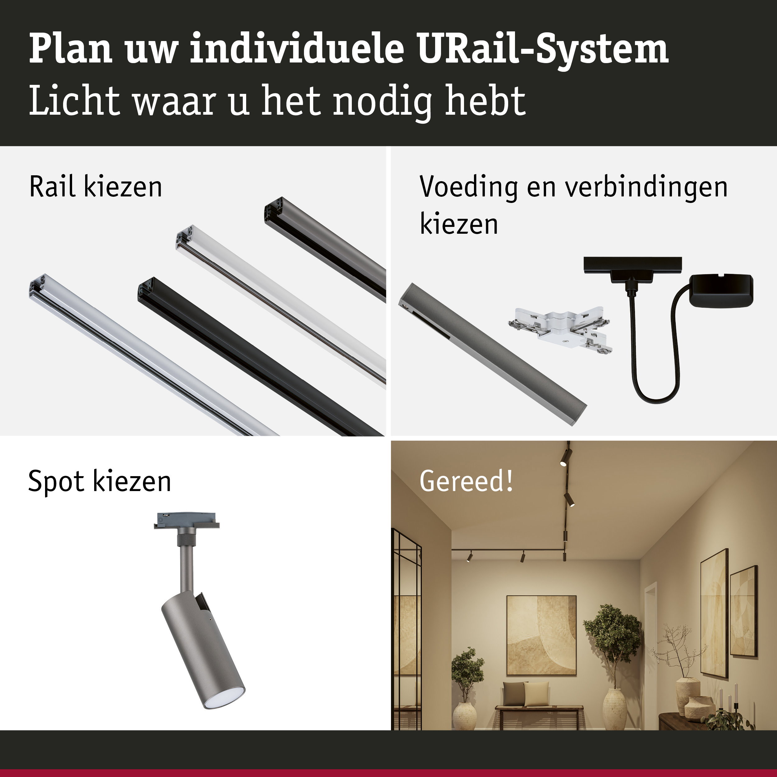 URail Railspot Tubo Losse spot 250lm 3,3W White Select dimbaar 230V Titaanium