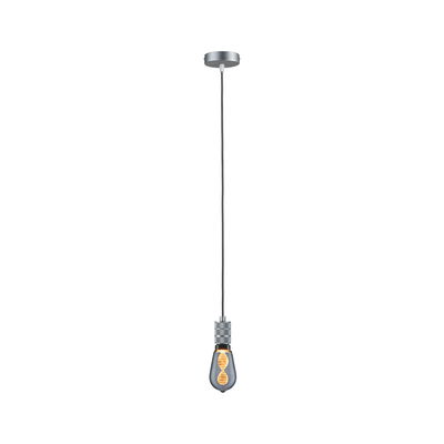Modern silver metal pendant light with decorative bulb for stylish indoor lighting solutions