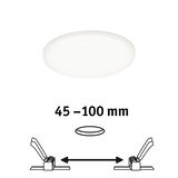 Round white LED panel with adjustable installation size from 45 to 100 mm for ceiling mounting