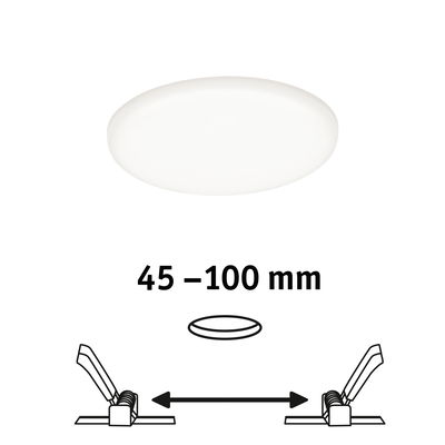 Round white LED panel with adjustable installation size from 45 to 100 mm for ceiling mounting