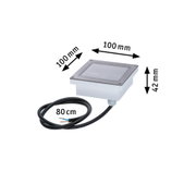 Quadratischer Edelstahl-Einbaustrahler mit 100 mm Kantenlänge und 80 cm Kabel für Außenbeleuchtung
