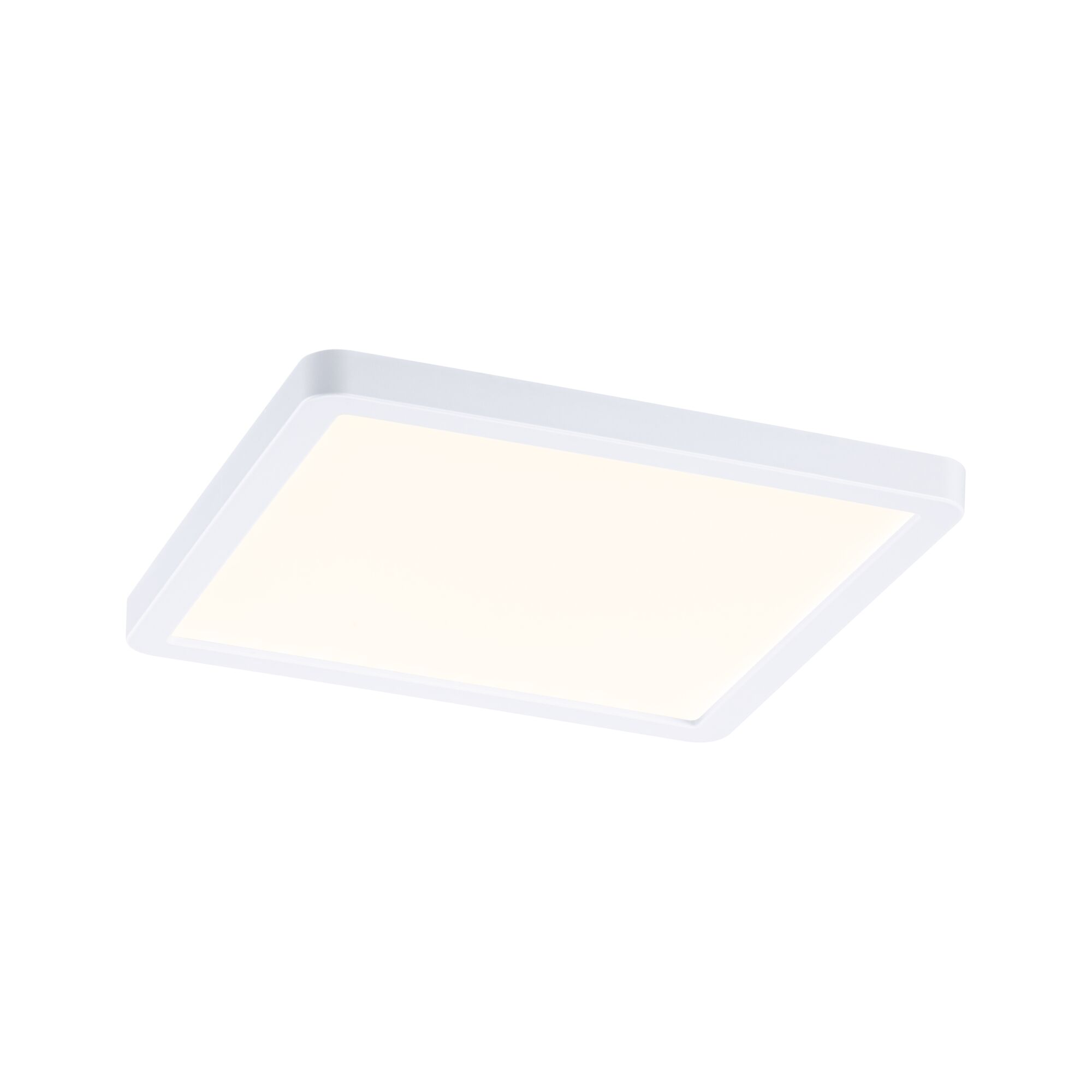 Weißes quadratisches LED-Deckenpanel aus Kunststoff mit warmweißem Licht für moderne Innenräume