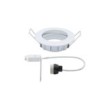 White plastic recessed spotlight with spring clips and cable connector for LED lighting