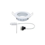 White plastic recessed spotlight with spring clips and cable connector for LED lighting